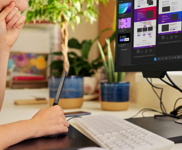 Alicia designing wireframes on computer image